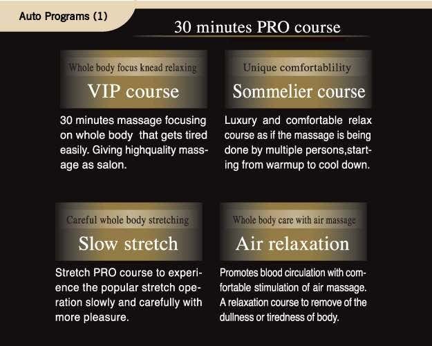Osaki Premium Japan Massage Chair Auto Programs
